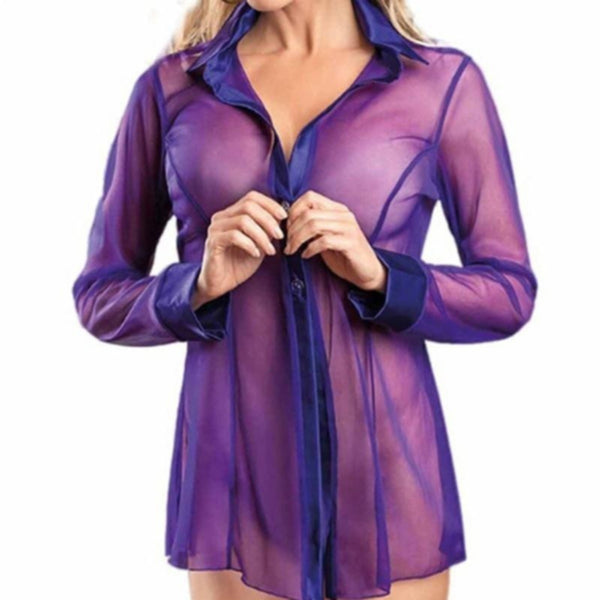 Women's Sexy Lace Nightgown Transparent Mesh Cardigan
