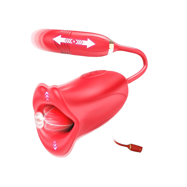 Thrusting Dildo & Kissing with Vibrating Tongue